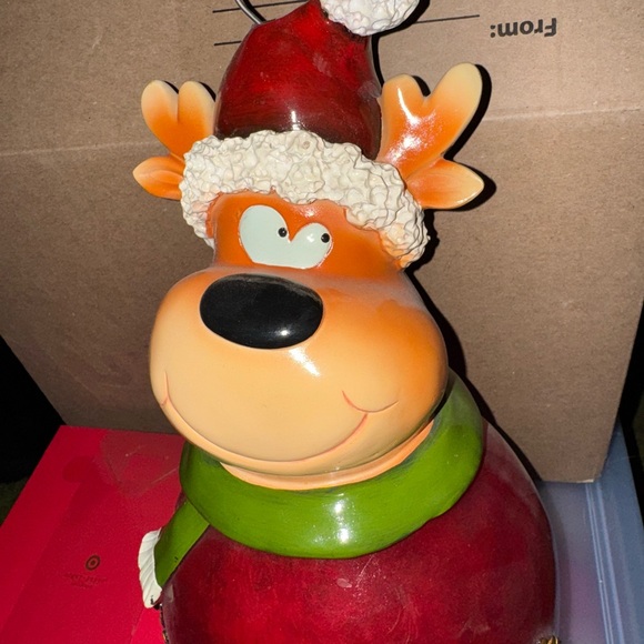 Festive Reindeer Figurine with Red and Green Accents Hanging - Picture 2 of 4